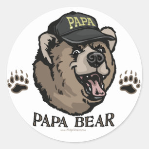 Nieuw Vaderdag Papa-Beer Ronde Sticker