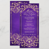 Nieuw Victoriaans: Menu Gold & Eggplant Wedding (Voorkant / Achterkant)