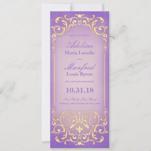 Nieuw-Victoriaans: Mooie Lila Gouden Save the Date
