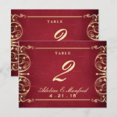 Nieuw Victorian: Red & Gold Table Number Briefkaart (Voorkant / Achterkant)