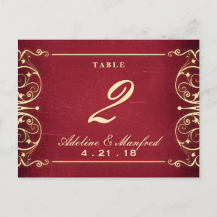 Nieuw Victorian: Red & Gold Table Number Briefkaart