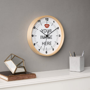 NIEUW! Wandklok, 10 "Rond Natuurlijke Hout Lijst