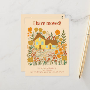 Nieuw woonadres Ik heb verhuisd boerderij bloemen Briefkaart
