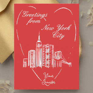 Nieuw York City NYC handgeschilderde wenskaart Ans Briefkaart