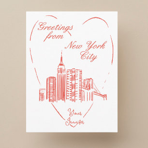 Nieuw York City NYC handgeschilderde wenskaart Ans Briefkaart