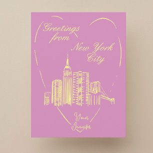 Nieuw York City NYC handgeschilderde wenskaart Ans Briefkaart