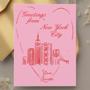 Nieuw York City NYC handgeschilderde wenskaart Ans Briefkaart