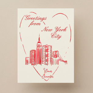 Nieuw York City NYC handgeschilderde wenskaart Briefkaart