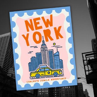 Nieuw-York Stad Reis Kunst Silhouette USA Aandenke Feestdagenkaart