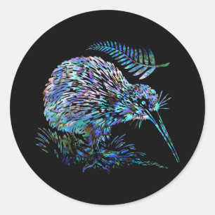 NIEUW-ZEALAND KIWI PAUA RONDE STICKER