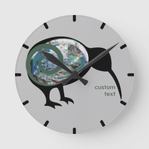 NIEUW ZEALAND PAUA KIWI BIRD GREEN FERN KORU CUSTO RONDE KLOK