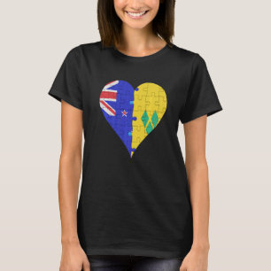 Nieuw-Zealander Saint Vincentive an Flag Heart T-shirt