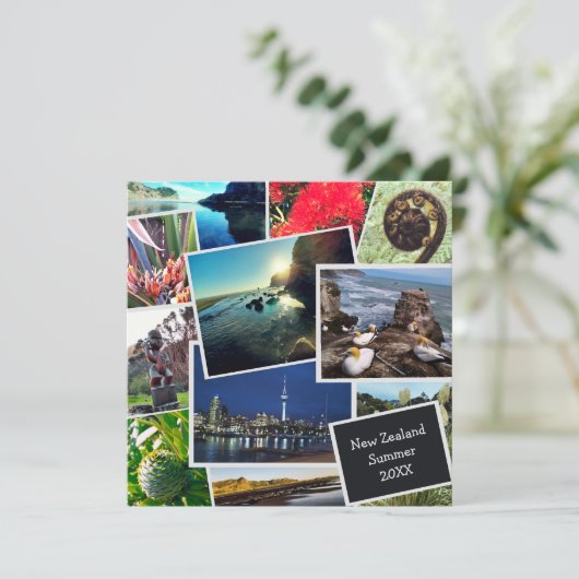 Nieuw-Zeeland Aangepaste Foto Collage Vierkante Ka Kaart (Staand voorkant)