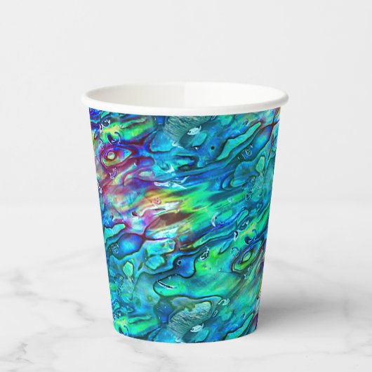 Nieuw-Zeeland Abalone Paua Shell Pattern 1 Papieren Bekers (Links)