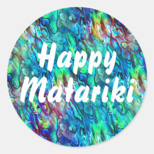 Nieuw-Zeeland Abalone Paua Shell Pattern 1 Ronde Sticker