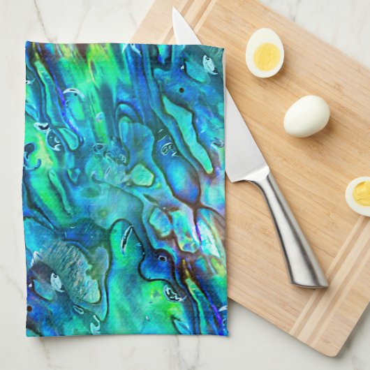 Nieuw-Zeeland Abalone Paua Shell Pattern 1 Theedoek (Quarter Fold)