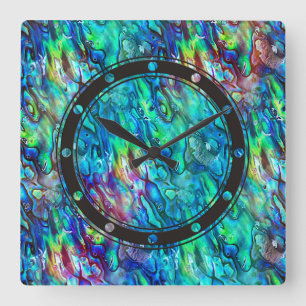 Nieuw-Zeeland Abalone Paua Shell Pattern 1 Vierkante Klok