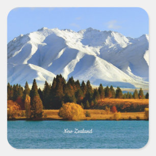 Nieuw-Zeeland berglandschap Vierkante Sticker