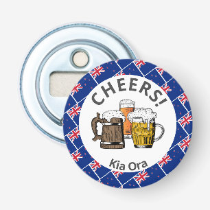 NIEUW-ZEELAND Cheers Kia Ora Beer Button Flesopener