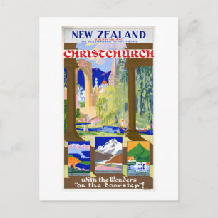 Nieuw-Zeeland ChristChurch Vintage Poster teruggez Briefkaart
