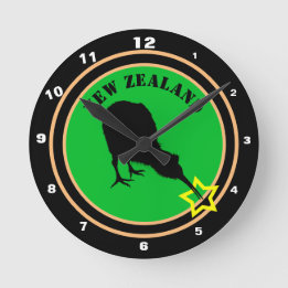 Nieuw-Zeeland en Kiwi Bird - Royal Kiwi design/sta Ronde Klok