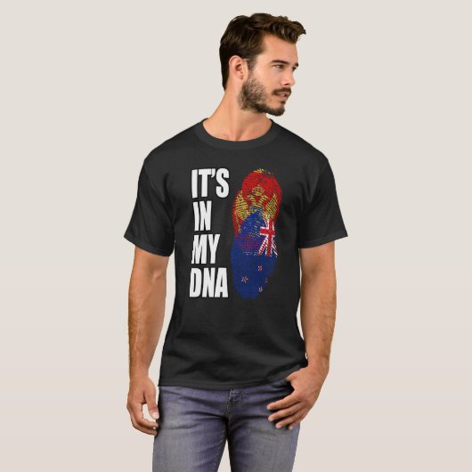 Nieuw-Zeeland en Montenegrin Mix DNA-werelderfgoed T-shirt (Voorkant volledig)