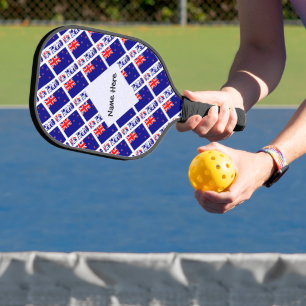 Nieuw-Zeeland en Nieuw-Zeeland Jouw naam met vlagg Pickleball Paddle