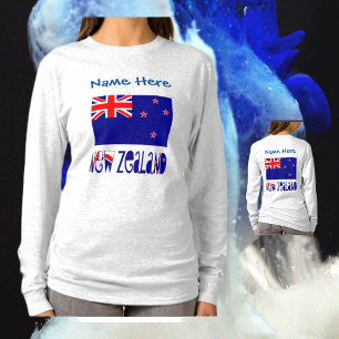 Nieuw-Zeeland en Nieuw-Zeelander Vlag Blauw Persoo T-shirt