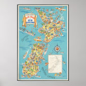 Nieuw-Zeeland Fun Map South Island Poster (Voorkant)
