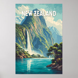 Nieuw-Zeeland Illustratie Reis Kunst Vintage Poster