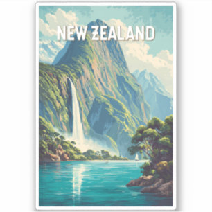 Nieuw-Zeeland Illustratie Reis Kunst Vintage Sticker