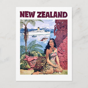 Nieuw-Zeeland, inheemse vrouw aan de kust Briefkaart