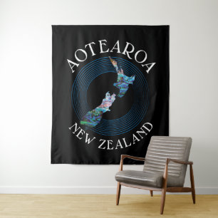 NIEUW-ZEELAND KAART PAUA WANDKLEED