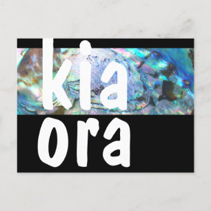 NIEUW-ZEELAND KIA ORA GREETT PAUA BLACK NZ CUSTOM BRIEFKAART