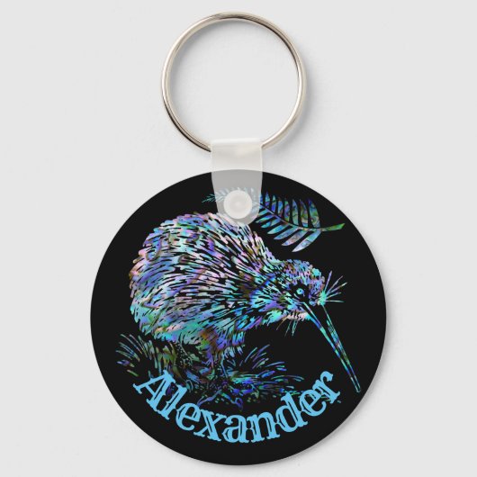 NIEUW-ZEELAND KIWI EN FERN PAUA SLEUTELHANGER (Voorkant)