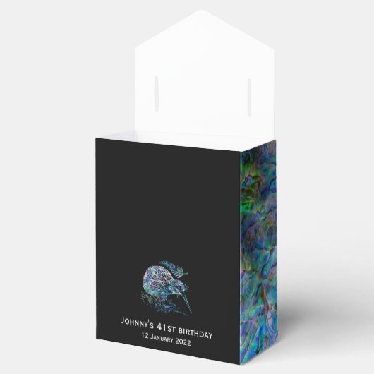 NIEUW-ZEELAND KIWI PAUA FAVOR BOX BEDANKDOOSJES (Geopend)