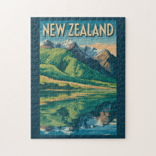 Nieuw-Zeeland Landschapsillustratie Reis Kunst Legpuzzel