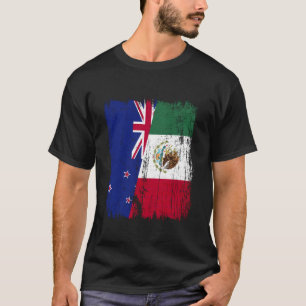 Nieuw-Zeeland Mexico Halve Vlag Nieuw-Zeeland Mexi T-shirt