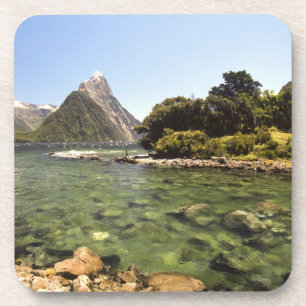 Nieuw-Zeeland, Mitre Peak, & Bowenrivier mondt uit Bier Onderzetter