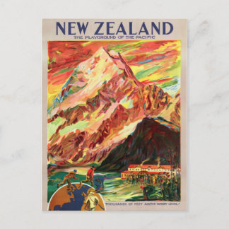 Nieuw-Zeeland Mt. Cook Vintage Travel Poster Briefkaart