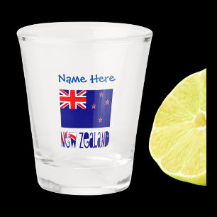 Nieuw-Zeeland Nieuw-Zeelander Vlag Blauw Gepersona Shot Glas