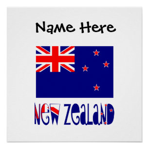 Nieuw-Zeeland Nieuw-Zeelander Vlag Zwart Personali Perfect Poster