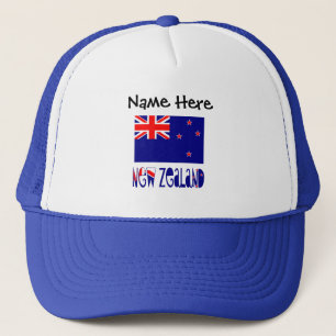 Nieuw-Zeeland Nieuw-Zeelander Vlag Zwart Personali Trucker Pet