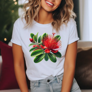 Nieuw-Zeeland Pohutukawaboom Bloem T-shirt
