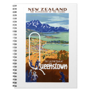 Nieuw-Zeeland Queenstown Vintage Travel Poster Notitieboek
