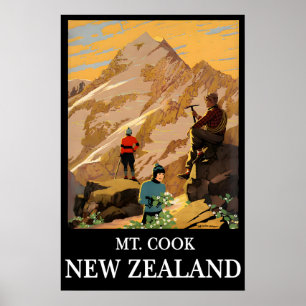 Nieuw-Zeeland Reisposter Mt Cook Print Aoraki Kuns