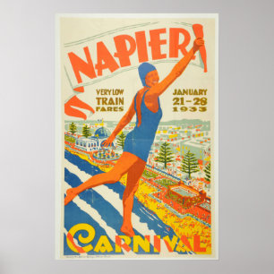  Nieuw-Zeeland reizen Napier Carnaval Poster