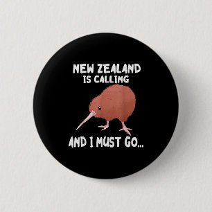 Nieuw-Zeeland Roept Kiwi Vogel Wilde Dieren Dier Ronde Button 5,7 Cm