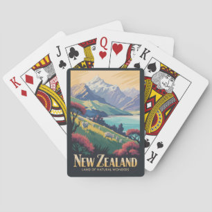 Nieuw-Zeeland Schapen Illustratie Reis Kunst Vinta Pokerkaarten