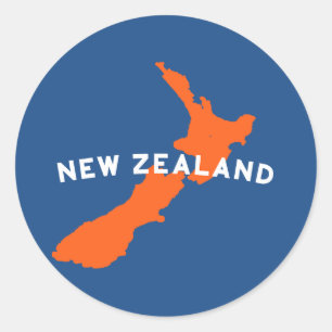 Nieuw-Zeeland: Silhouette Ronde Sticker